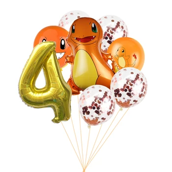 8pcs Pokemon sērijā Pikachu balonu Dzimšanas dienas svinības apdare Sequin lateksa balonu bērnu dušas piederumi Bērnu mīļākās rotaļlietas
