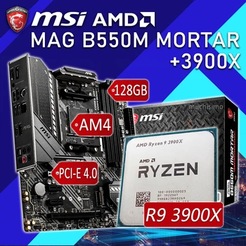 MSI MAG B550M JAVAS Pamatplatē Ar AMD Ryzen 9 3900X Mātesplati Combo Ryzen 3.8 GHz AMD B550 Spēļu Placa-mãe AM4 Ryzen Komplekts