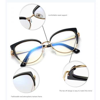 Cat Eye Sieviešu Kārtas Anti Zilās Gaismas Optiskās Brilles Tuvredzība Recepšu Eyewear Zīmols Sieviešu Brilles Ar Rāmi Lasījumā