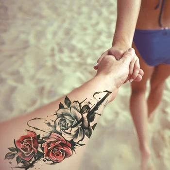Jauns ūdensnecaurlaidīgs Tetovējumu Uzlīmes Mazo pilnas rokas pusi roku apgleznoti ziedu dzīvnieku roku ilgstošu pagaidu tetovējums, viltus tetovējums sieviete