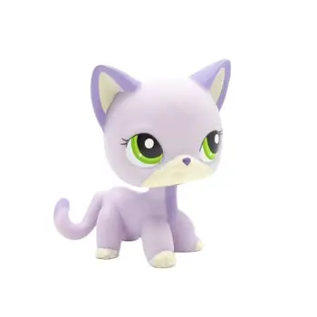 LPS KAĶIS reti Littlest pet shop bobble head rotaļlietām, kaķu #2094 mini īsi mati stāv zilā, violetā kaķēns zaļas acis veco dzīvnieku rotaļlietas
