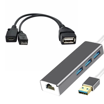 3USB C HUB 1000Mbps 3 Porti USB 3.0 C Tipa HUB USB, Lai Rj45 Gigabit Ethernet Adapteris Priekš MacBook Portatīvo Datoru Piederumi
