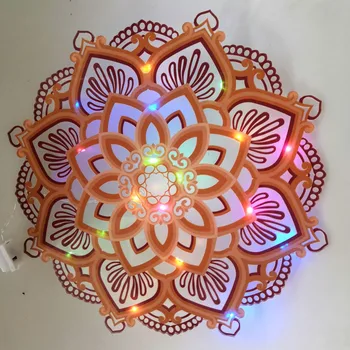 Mandala Jogas Telpā Nakts Gaisma LED Daudzslāņu lāzergriešanas Cirsts Gaismas LED Elegants Koka Mandala Karājas Lampas Dropshipping