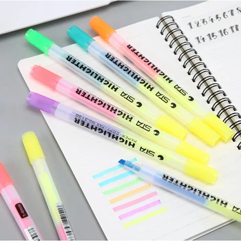 6 Krāsas Vienu Marķieri, Pildspalvas Dual Head Neona Marķieris Ūdensizturīgs Marķieriem, Fluorescences Pildspalvu Studentu Ņemot Norāda, Marķējums
