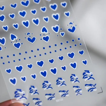Jauki Zila Mīlestību Sirdī 3D Līmi, Uzlīmes Nail Art 5D Mīksto Reljefs Atlaides Nagu Rotājumi, Uzlīmes Vairumtirdzniecības Piliens Kuģniecība