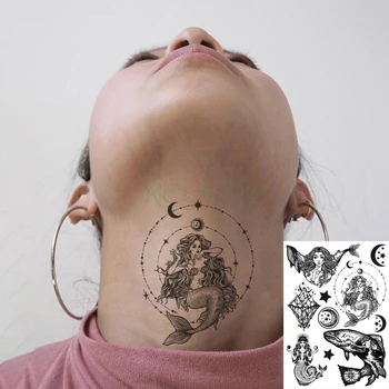 Ūdensnecaurlaidīgus Pagaidu Tetovējumu Uzlīmes Sirēna Seksīga Meitene vecās skolas Vaļu Zvaigžņu Mēness Kalnu Flash Tetovējums Viltus Tatto Vīriešiem Sievietēm
