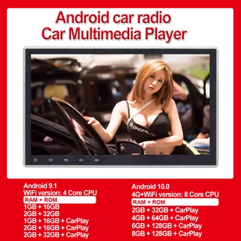 Universālā 1 Din Auto Multimedia Player 10.1 collu Touch Screen Android Auto Radio Stereo, GPS, WiFi, Audio un Video Atskaņotājs