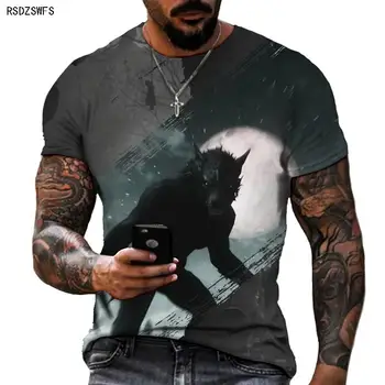Šausmu Sērija Vilkacis 3D Iespiests T-krekls Ielu Modes Tendence Top Augstas Kvalitātes Apģērbu, Vasarā Jaunu Īsām Piedurknēm