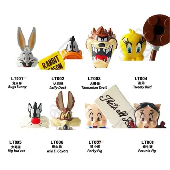Lt1001 Anime Bugs Bunny Daffy Duck Big Bad Cat Tasmānijas Velns Mini Skaitļi Ķieģeļi Rotaļlietas Celtniecības Blokus Montē Modle Dāvanas