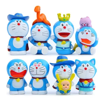 Kawaii Doraemon 8pcs/daudz Anime Multfilmu Doraemon PVC Rīcības Attēls Rotaļlietu Mini Modeļu Lelle, Rotaļlietas Bērniem, Bērnu Dzimšanas dienas Dāvanas, Dekori