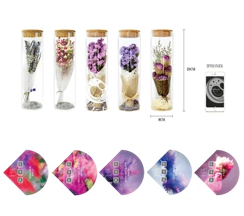 Dabiski Kaltētu ziedu +Stikla pudele violeta myosotis Gypsophila Konservēti Ziedu kāzu dāvana Ziemassvētku dāvanu, mājas apdare