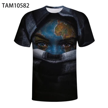 Jauno modes t-krekls pasaulē 3D kartes iespiestas streetwear vīriešu un sieviešu Harajuku O-veida kakla īsām piedurknēm T-krekls izmēra T-krekls