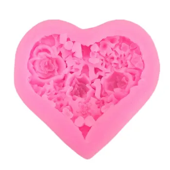 Kāzu Rožu Kūka Apdare, instrumenti, Sirds formas Cukura Amatniecības Pomādes pelējuma Mīlestība Silikona Veidnē Šokolādes Izdomājums cepšanas piederumi