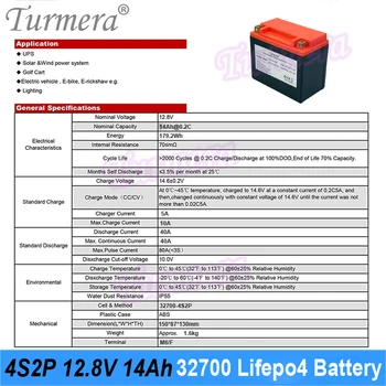 Turmera 12.8 V 14Ah 32700 Lifepo4 Baterijas ar LCD 4S 40A Līdzsvaru BMS par 12V Motociklu un UPS Aizstāt Svina un Skābes Bateriju Izmantot