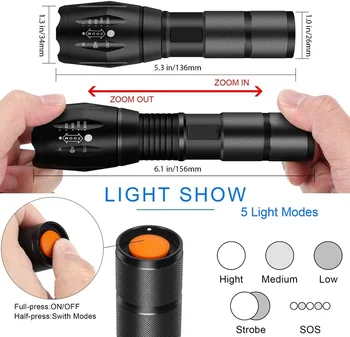Spilgtākais Lukturi Ūdensizturīgs Lāpu Spēcīgs Kempings Puses, Gaismas Zoomable LED Lukturītis COB LED Lukturīti Izmantot AAA 18650 Akumulatoru