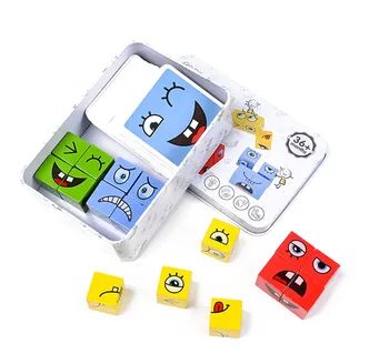 Sejas Mainās, Celtniecības Bloki Karikatūra Cube Galda Spēle Koka Puzzle Montessori Rotaļlietas Trauksme, Stress Atvieglojums, Rotaļlietas Bērniem, Bērnu