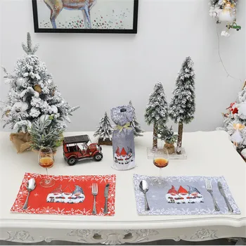 2022 Navidad Mājās Ziemassvētku Rotājumi Izolācijas Galda Paklājiņš Sejas Meža Veci neslīdoša Placemat Ir 2021. Jauno Gadu Dzimšanas Noel