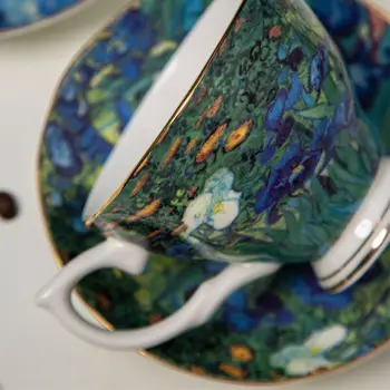 Van Gogs Kafijas Tases Starry Night Mākslas Glezniecības Tējas tase Coffe Krūzes Kaula porcelāna Krūze Tējas Tases un Apakštases Uzstādīt Saulespuķes