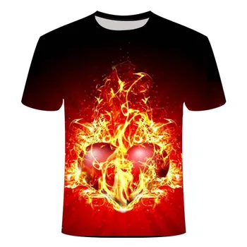Liesmas 3D Druka, T-krekls Vīriešu Mūzikas Ģitāra T-krekls Ikdienas Krekls Anime Apģērbu ar Īsām Piedurknēm T-krekls
