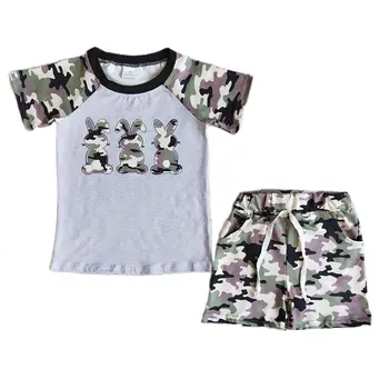 Jaunas Ielidošanas Baby Boy Bunny Boutique Reglāns T-Krekls Kamuflāžas Bikses, Uzvalks Bērniem, Augstas Kvalitātes Apģērbs Pavasara/Vasaras