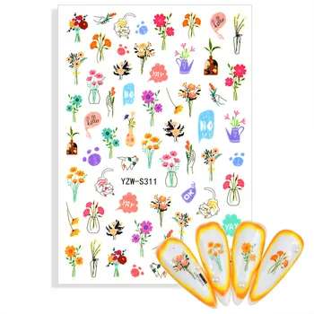 1gb 3D Nagu Uzlīmes Multi-krāsu Butterfly Ziedu Raksts, Burtu Uzlīmes Manikīrs DIY Uzlīmes Nagiem