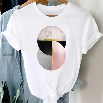 Ģeometrisko T-krekli, Sieviešu 90s Gadījuma Kawaii Modes Apģērbu T Topi 2022 Jaunu Cute Harakuku Streetwear Drukāt Meitene Tees T-Krekls