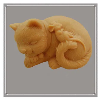Bezmaksas piegāde kaķis peli silīcija ziepju veidnes Kūka apdare pelējuma rokasgrāmata ziepes pelējuma sveces veidne