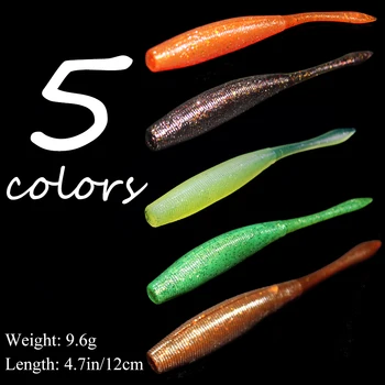 5 krāsu mīksto ievilkt asti 110mm /4.7 gadā-9.6 g Mīksta Silikona Ēsmas Mākslīgā Peldēt Plastmasas Lure Wobblers par asari un karpas
