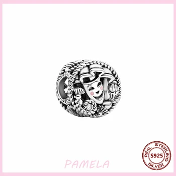 PAMELA 925 Sterling Sudraba, Rozā, Violeta Ziedi Piekariņi Modes Pērles DIY Oriģinālu Pandora Rotaslietas Aproces Sievietēm Dāvanu