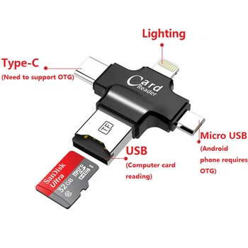 4-in-1 Daudzfunkciju TF Karšu Lasītājs Apgaismojums Android Tips-c USB Saskarni Hubsan ZINO H117S Par SE X8 RC Dūkoņa