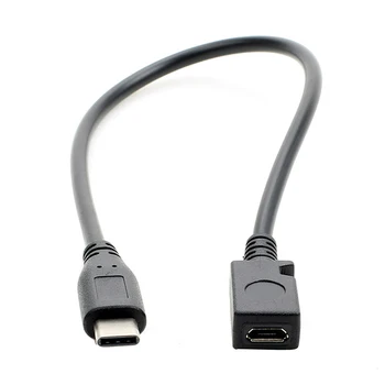 Micro USB Female USB-C 3.1 Tips-c Vīriešu Pārveidotājs Kabelis, OTG Adaptera Savienotājs Kabeļu 27cm