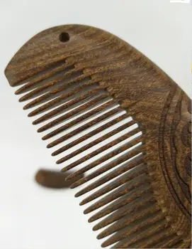 1 PC Dzidri dabas glancēts zaļš sandalkoka koksnes matu ķemmes Profesionālai anti-static matu zaudējumu novēršanai un skaistumkopšanas ķemme