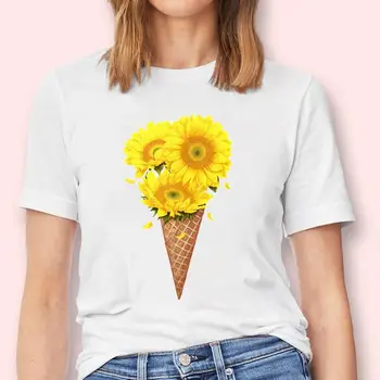 Sieviešu Citrona Augļu Īsām Piedurknēm 90s Drukāšanas Cute Jaunu Modes Grafiskais Sieviešu Topi, t veida gabalus T T-Krekls Dāma Karikatūra Izdrukāt Drēbes