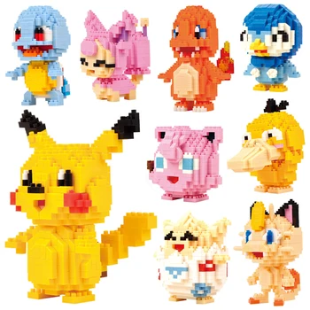 62 stilu Pokemon Celtniecības Bloki Pikachu Rotaļlietu Bulbasaur Charmander Squirtle Attēls Mazo Modeli, Bērnu Izglītības Rotaļlieta Dāvana