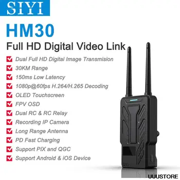 SIYI HM30 Full HD Digitālā Video Saiti Radiosakaru Sistēmas Raidītāju tālvadība OLED Ekrāns 1080p 60fps 150ms FPV OSD 30KM