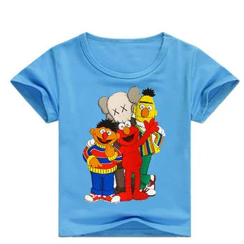 Baby Zēni/Meitenes Karikatūra Sesame Street Elmo Print Drēbes Bērniem Smieklīgi Īsām Piedurknēm T Krekli, Bērnu Kokvilnas Bērnu Kostīms, Tops Tee