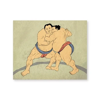 Japāņu Sumo Cīkstonis Cīņas Plakāti un Izdrukas Japānas Koka Bloku Stila Audekla Apgleznošana Sienu Attēlu, viesistaba, Mājas Dekoru