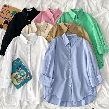 Pavasara rudens tīru krāsu savvaļas korejas garām piedurknēm krekls, sieviešu blūze studentu sieviešu Japāņu zaudēt retro dizaina krekls top tendences