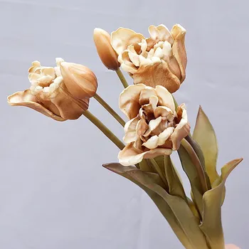 Nekustamā Touch Lateksa Baroka Tulpes Luksusa Mākslīgie Ziedi Mājas Apdare Kāzu Fotogrāfijas Dekoratīvie Ziedi, 5gab/ķekars