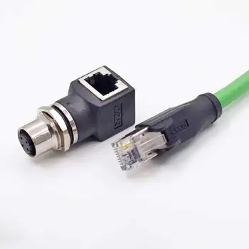 1pc M12 4 pin D Kodējums, lai RJ45 sievišķais Savienotājs M12 8 Pin-kodiem Vīriešu Savienotājs Gigabit Ethernet Plug Adapteri