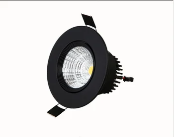 Balta melna COB LED projektoru griestu lampa AC85-265V 5W 7W 9W 10W 12W apaļa led panelis gaismas alumīnija padziļinājumā Aptumšojami 110v, 220V