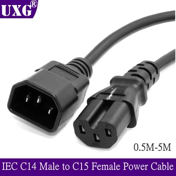 250V 15A IEC 60320 C14 320 C14 Vīrietis, lai C15 Sieviešu Strāvas pagarinātāja Kabelis, lai Tējkanna Plug 100cm 3FT 0.5 m, 1m, 1.5 m 300cm 500cm kabelis