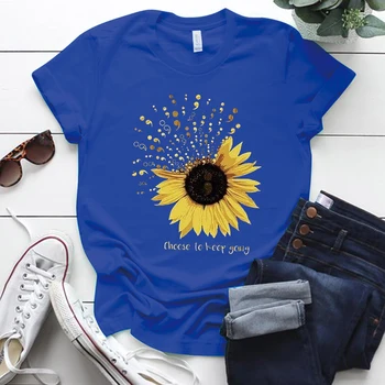 Seeyoushy Grafiskais Tee Kreklu Femme Izvēlēties, Lai Saglabātu Turpinās Saulespuķu Drukāt Smieklīgi Sieviešu T -krekls ar Īsām Piedurknēm Vasaras Top Mujer 2021