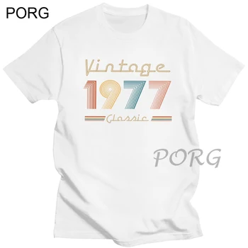 Vintage 1977 T Krekli, Vīriešu, Sieviešu Kokvilnas Classic Retro 43rd Dzimšanas dienas Dāvanas, t-veida, Apaļu Kakla Īsām Piedurknēm T-krekls Vintage Topi