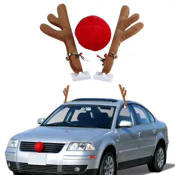Ziemeļbriežu Gudrs Transportlīdzekļa Deguna Ragu Kostīmu Uzstādīt Ziemassvētku Ziemeļbriežu Ragi Sarkanā Deguna Ziemassvētku Automašīnas Kravas Automašīnu Ziemassvētku Kostīms Auto Deco