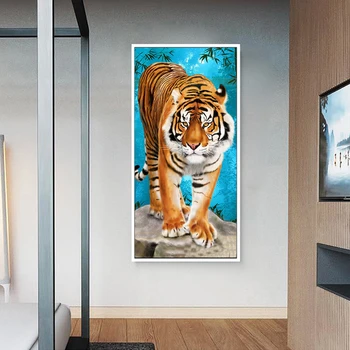 HUACAN 5D Dimanta Tīģeris Krāsošana Izšuvumi Dzīvnieku Mozaīkas Mājas Dekoru, Dāvanu Jaunas Ielidošanas Dimanta Māksla