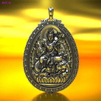 BOCAI S999 Sudraba Kulons Astoņas Aizbildnis Buddha Avalokitesvara Tīra Argentum Amuletu Rotaslietas Vīriešiem un Sievietēm