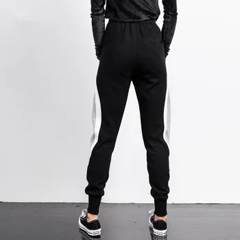 Sieviešu Modes Jogger Bikses Sieviešu Korejas Melns Pelēks Savienoti Ar Augstu Vidukļa Aukliņu Bikses Dāmas Casual Slim Bikses