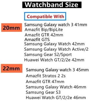 20/22mm siksnu Samsung Galaxy skatīties 3 46mm Rīku S3 Pierobežas/Amazfit tempu Silikona aproce huawei skatīties gt 2-2e-pro 42mm band