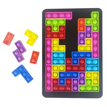Tetris Jigsaw Popping Fidget Rotaļlietas silikagela Tās Puzzle Vienkārši Dimple Anti stress Bērnu Rotaļlietas Bērniem Halloween Dzimšanas dienas Dāvanas